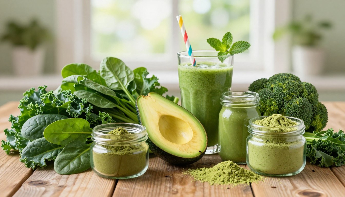 Green superfoods and healthy diet